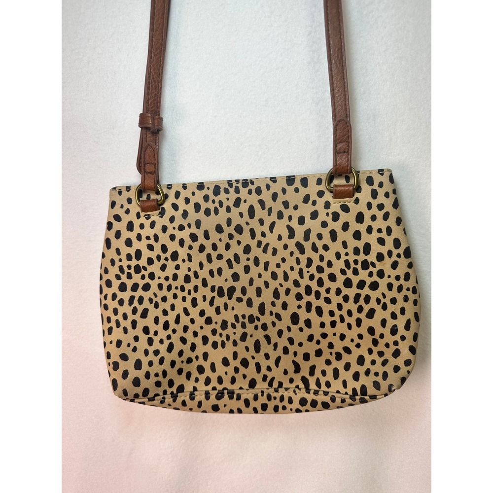 Universal Thread Leopard Print Crossbody Bag Tan Black Faux Leather Small Zip
